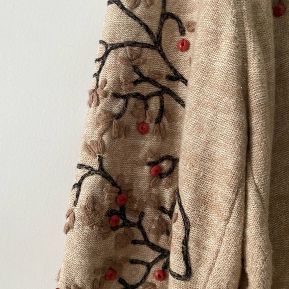 NIC + Zoe gorgeous fall foliage embroidered open cardigan sweater - Picture 7 of 9